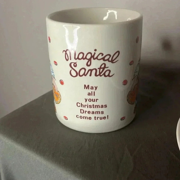 Vtg Santas Magical Cookies Plate Mug Set Stoneware Sakura by Cheryl Ann Johnson - Picture 4 of 6